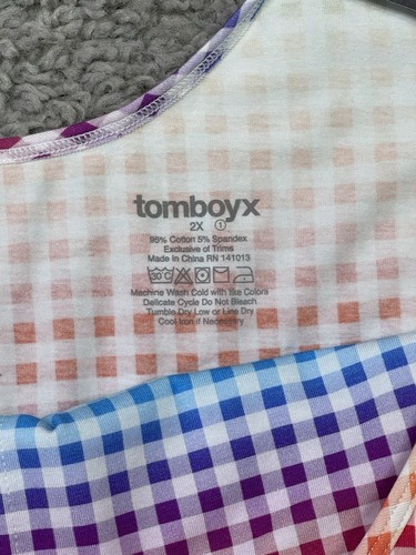 Bralette girocollo lunga TomboyX a quadri arcobaleno per adulti taglia 2X - Foto 4 di 5