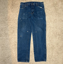 Vintage Dickies W916F7N Straight Jeans Mens 34x34 Medium Wash Blue Denim Painter