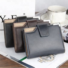 Zipper Wallet for Men Leather Zip Around Purse Bifold ID Window with Coin Pocket