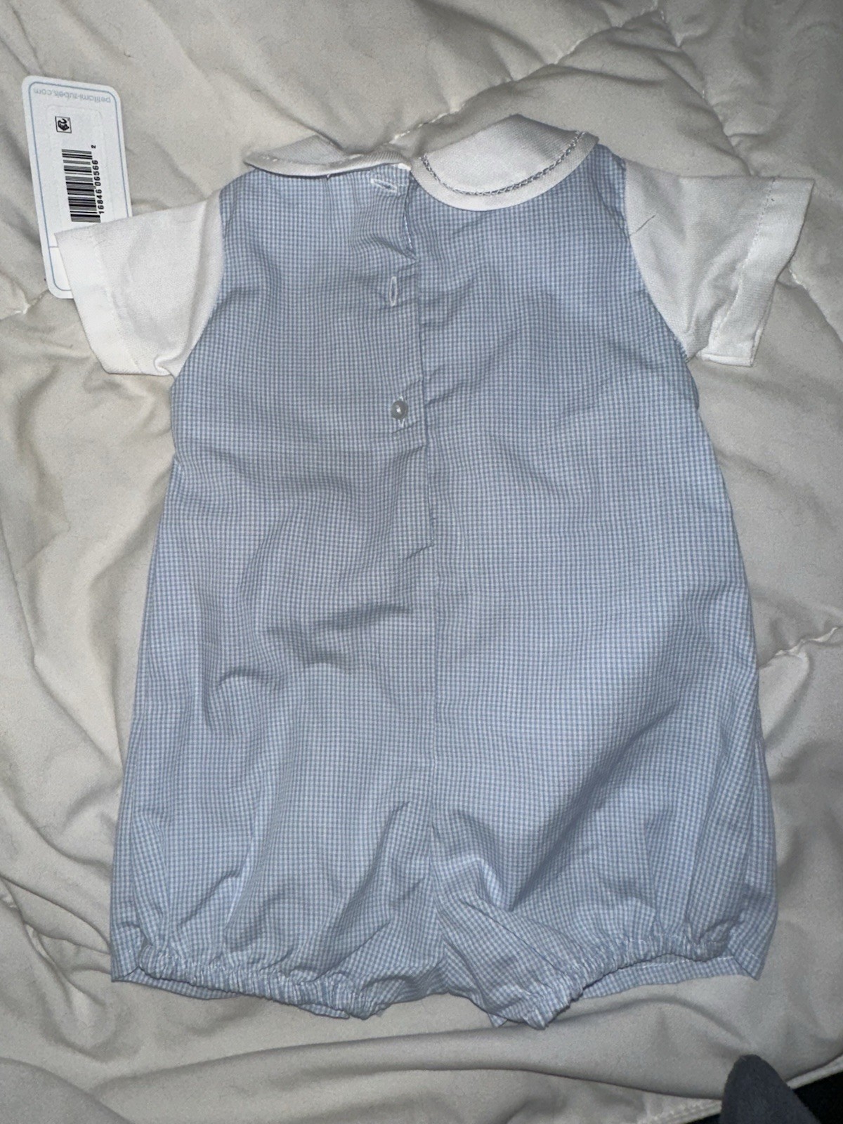 Petit Ami Baby Boys Gingham Romper in blue NWT size 3 months