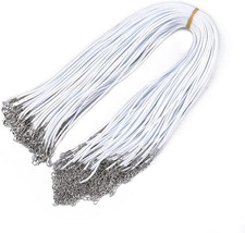 Waxed Necklace Cord with Clasp 18 Inch 2mm White Bulk for Jewelry Making Pendant