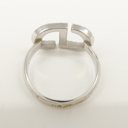 Christian Dior CD Logo Metal Rhinestone Ring Silver Authentic Used F/S - Picture 4 of 7