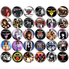 Bon Jovi 1" Pinback Buttons 80s Classic Hard Rock Retro Music Band 30 Pins Set