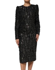Dolce & Gabbana Black Sequin Bouclé Tweed Sheath Women's Dress Authentic