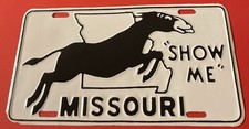 Vintage Missouri Show Me State Booster License Plate Donkey Mule