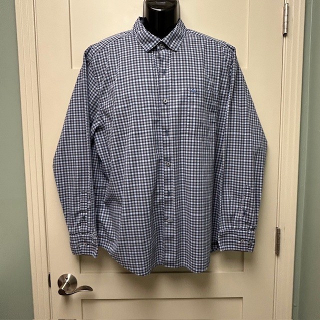 Tommy Bahama Island Zone Shirt Men's XL Blue Check Long Sleeve Button Up Pocket