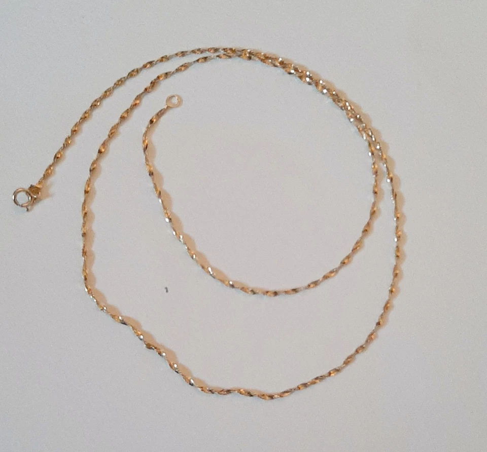 BRILLANTE 14K Y. COLLAR CADENA ESPIGA TORCIDA ORO -20" Largo  Foto 2 de 4