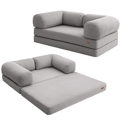 Folding Sofa Bed Queen, 4-in-1 Foldable Floor Couch Convertible Futon Sofa wi...