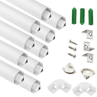 UV Resistance 6.56FT V Shape LED Strip Channel Diffuser,10-Pack Aluminum Prof...