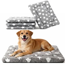 Dog Crate Mat, 4 Piece Reversible Pet Bed, Polyester, Machine Washable, Small...