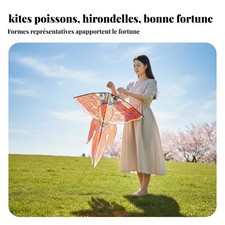 Cerf-volant traditionnel rétro hirondelle et poisson, déco anniversaire enfant