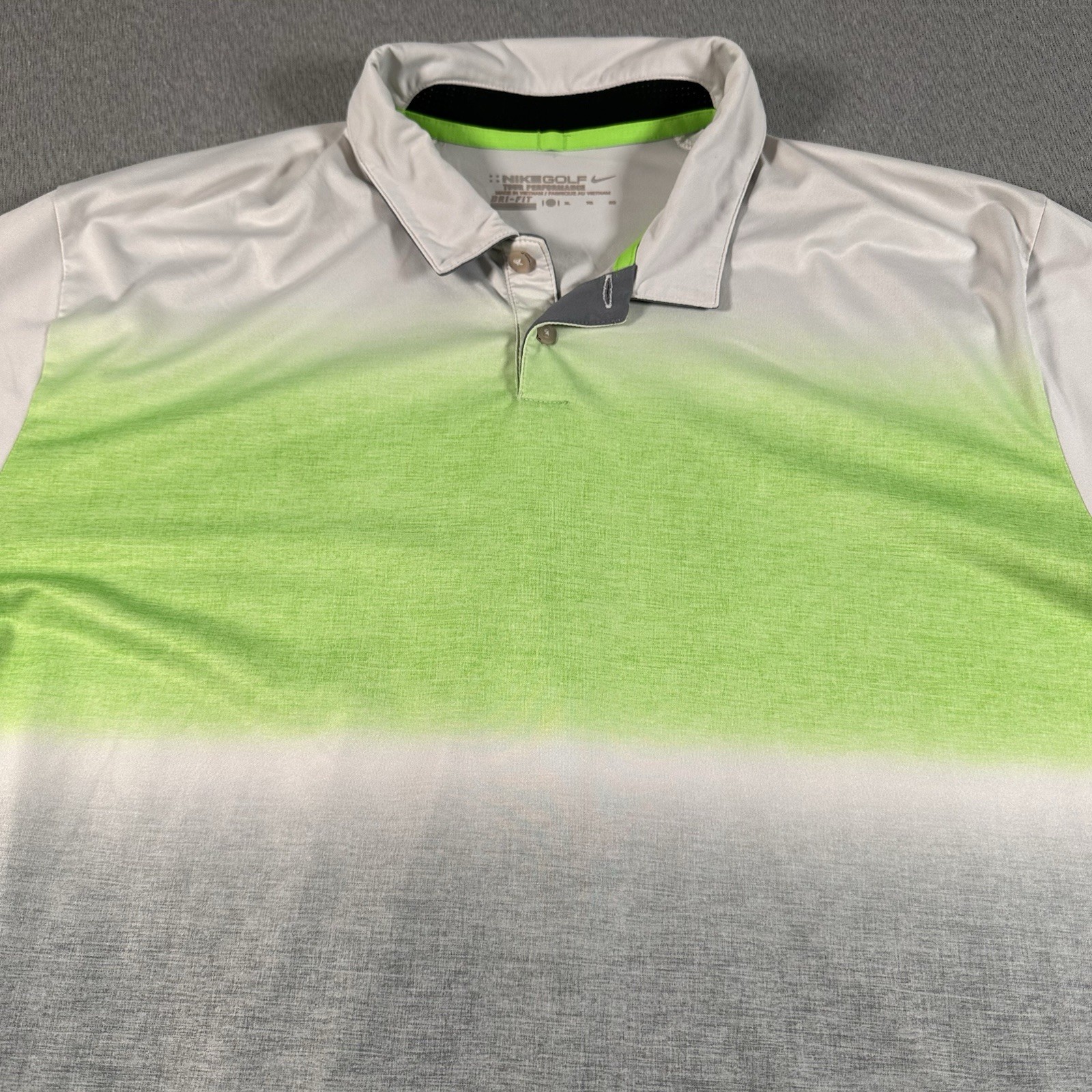 Nike Golf Polo Shirt Mens XL Green Blue Ombre Tour Performance Dri Fit Stretch