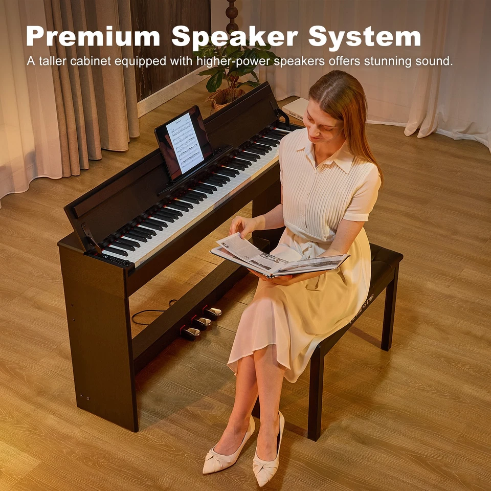 ♬Mustar Upright Digital Piano 88 Semi Weighted Keys Electronic Keyboard 3 Pedals - Image 2 of 4