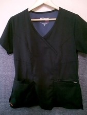 Grey's Anatomy Scrubs Top Women's Medium Black V-Neck Short Sleeve Uniform Work