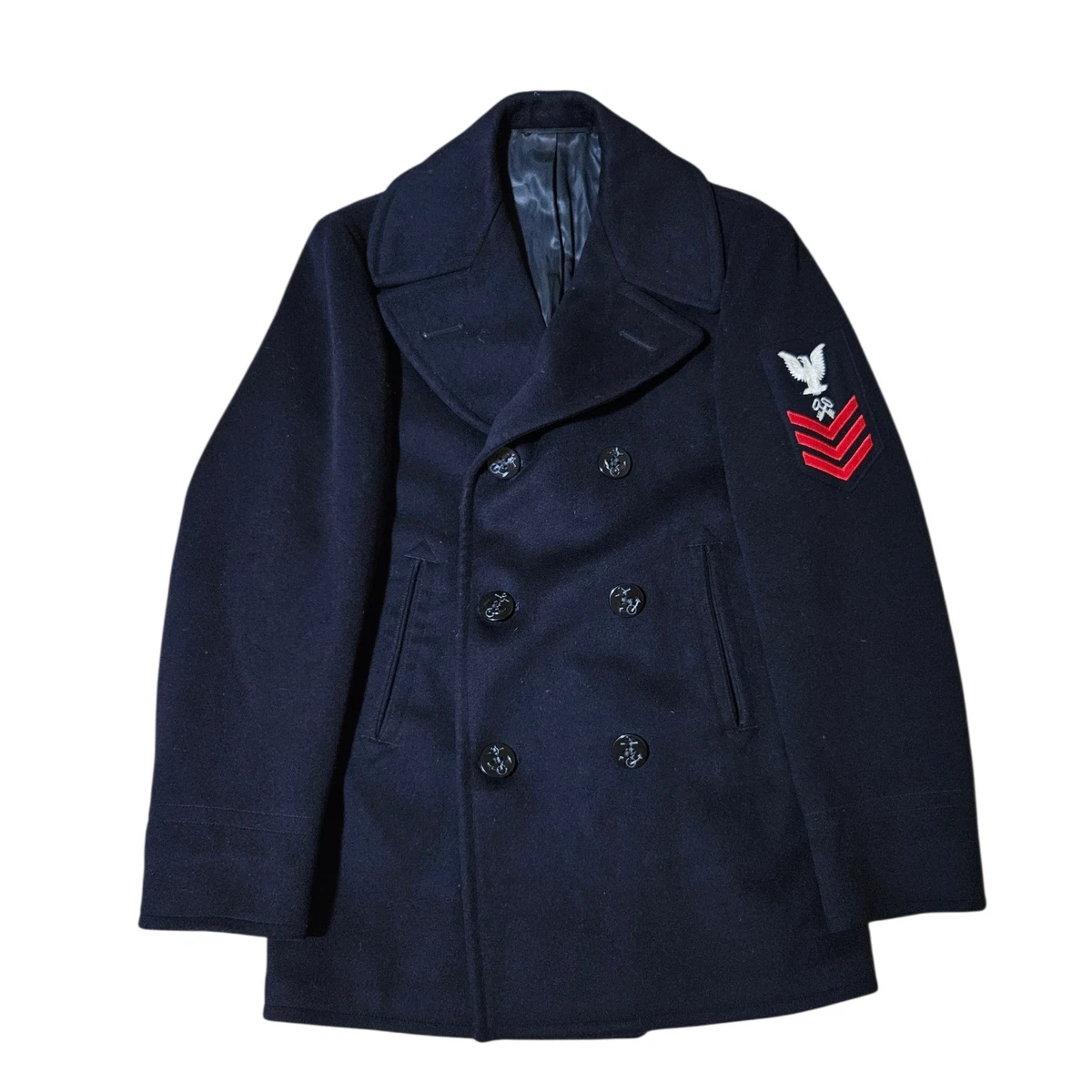 Vintage Navy Pea Coat In Original Ww2 Collectible Us Uniforms for