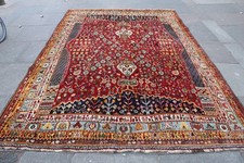 Vintage Worn Hand Made Traditional Oriental Wool Red Blue Carpet 313x210cm