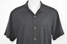 TOMMY BAHAMA XL Men's 100 Silk Hawaiian Shirt Black Floral Print