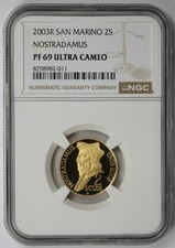 2003 R San Marino Gold  2 Scudi PF 69 Ultra Cameo NGC Nostradamus