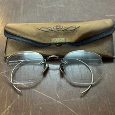 American Optical Artcraft Rimless Eyeglasses 1/10 12K GF Art Deco Engraved