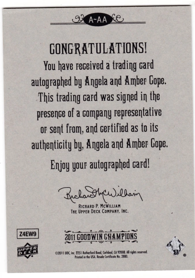 2011 GOODWIN CHAMPIONS ANGELA & AMBER COPE DUAL AUTOGRAPH SP - Image 2 of 2
