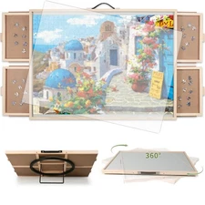 1500 Pieces 2-in-1 Tilting & Rotating Puzzle Board, Portable Puzzle Table wit...