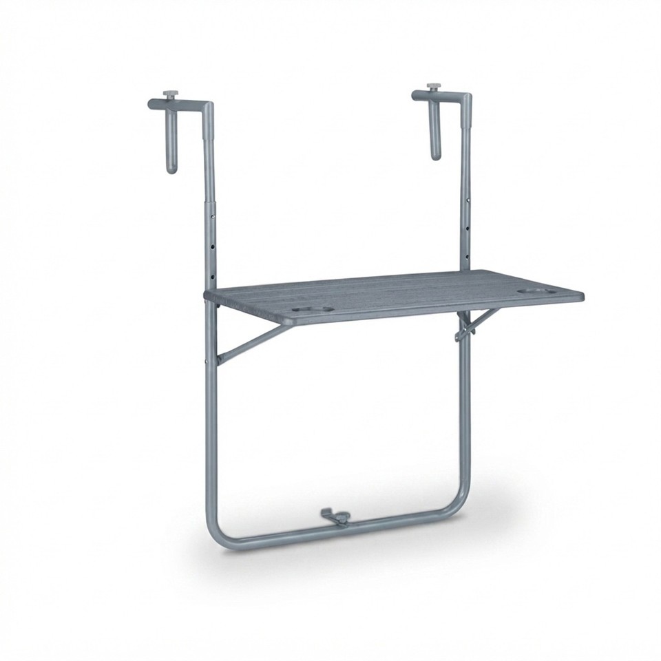 Table balcon 30 kg 2 porte-boissons table de balcon rabattable gris