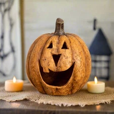 Halloween Ragon House Collectable 11” Terracotta Color Big Mouth Pumpkin Luminar