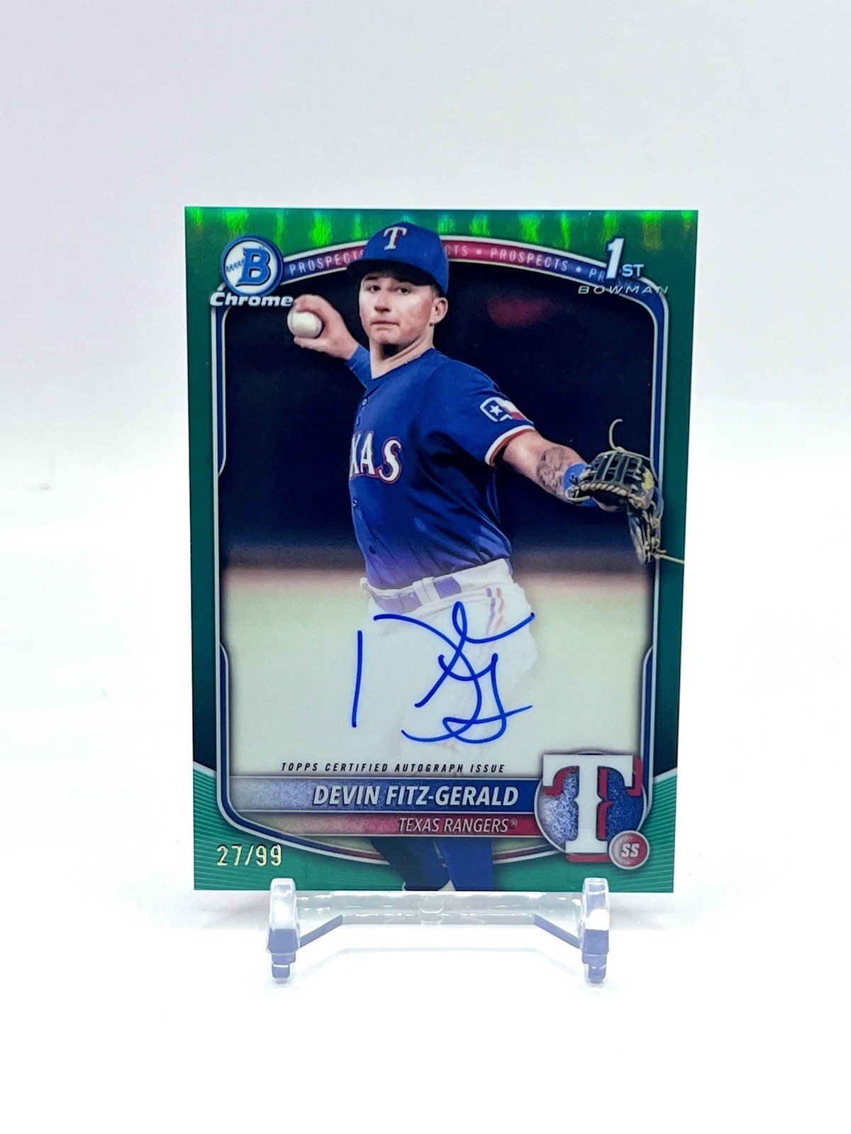 2025 Bowman Chrome Devin Fitz-Gerald Auto True Green Refractor 1st /99