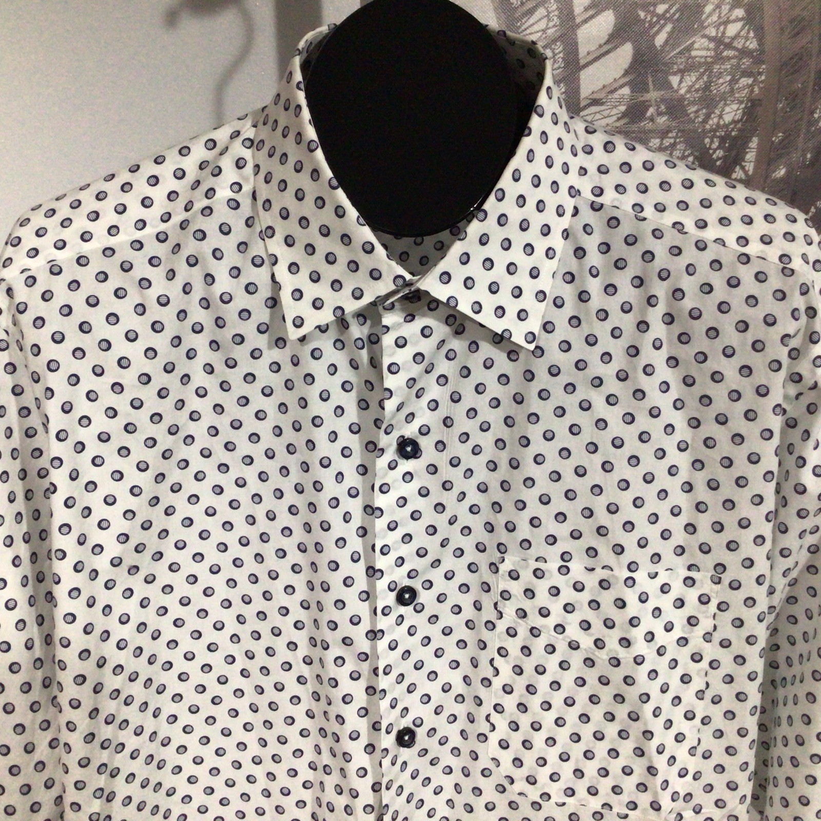 David Donahue Button Front Circle Pattern Long Sl… - image 4