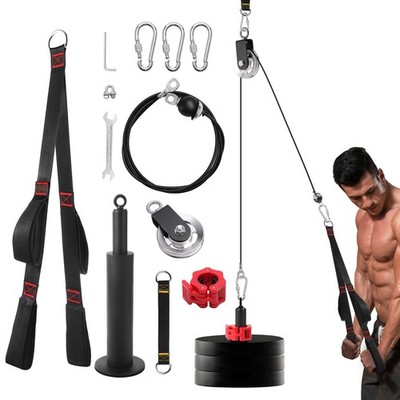 Fitness LAT and Lift Pulley System, Upgraded Weight Cable Black-Steam 