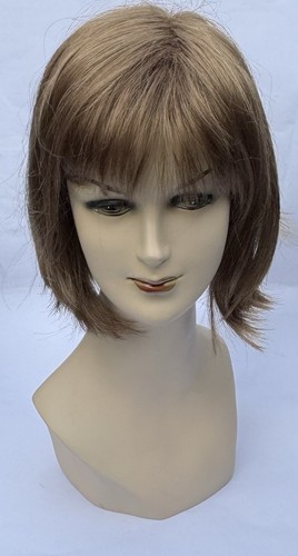 Natural Medium Brown Synthetic Bob Wig With Fringe Wefted Cap