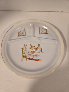 Vintage Made in Japan Three Rabbits Three Part Dish Plate