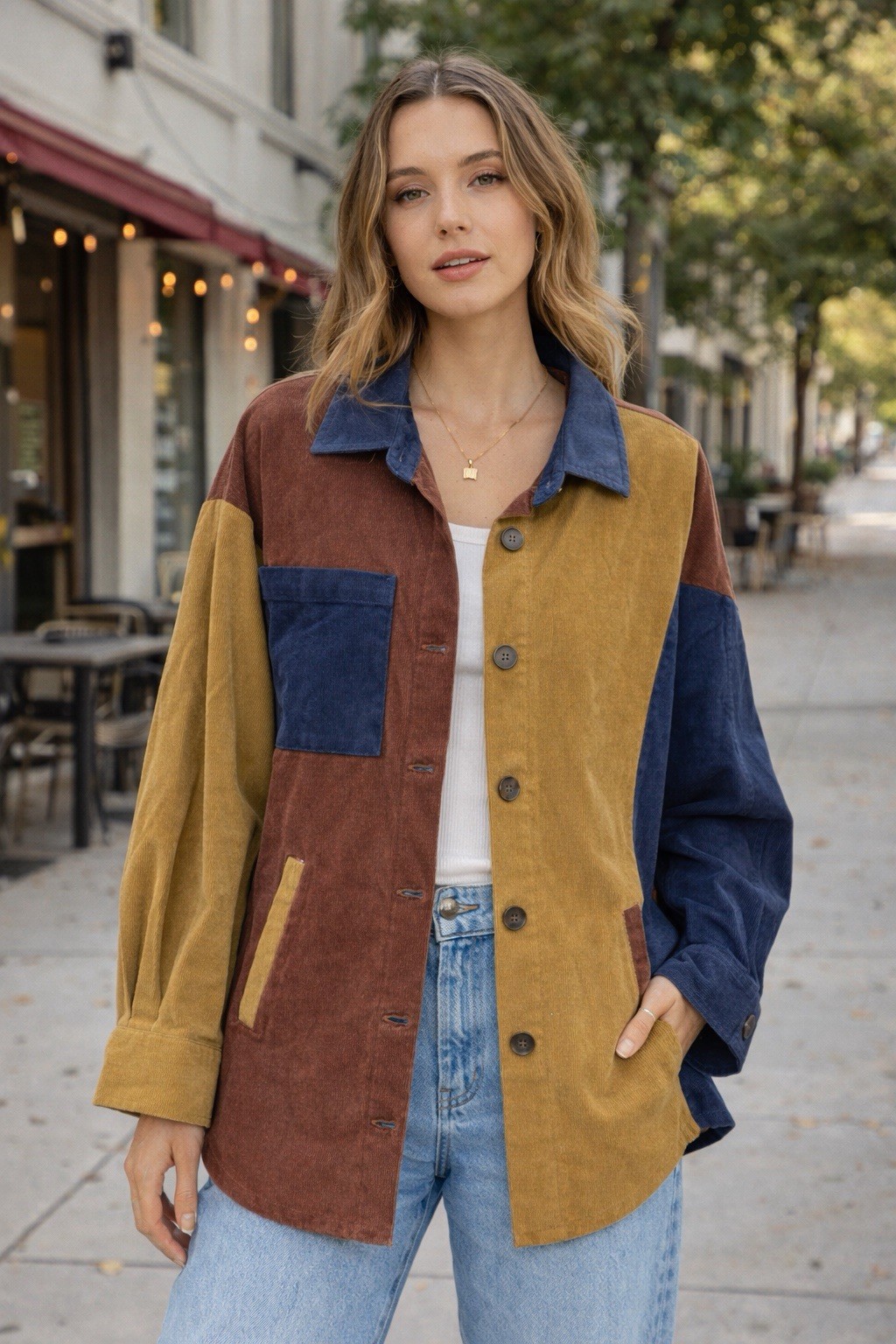 Main Strip Colorblock Patchwork Jacket Small Cott… - image 1