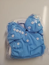 ALVABABY Baby Cloth Diapers (1 piece) Adjustable Washable 4Inserts Alva Blue A21