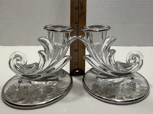 Vtg Silver City Flanders Poppy Silver Overlay Bowl/Dish & Pair of Candle Holders - Picture 16 of 16