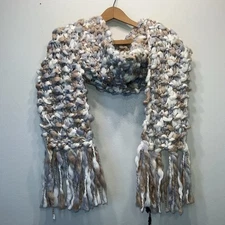 NEW Chunky Long Open Knit Scarf Multi Dusty Pink Gray Acrylic Yarn 5x90"