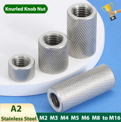 Knurled Thread Sleeve Rod Stud Stainless Steel A2 Round Connector Long Nuts