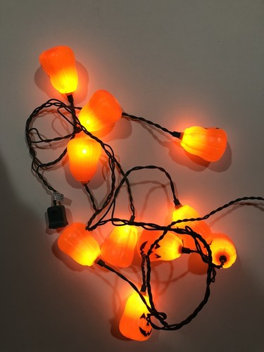 Vintage Halloween Kürbis Blasform Lichterkette Set Arbeit Selten Kunststoff Deko