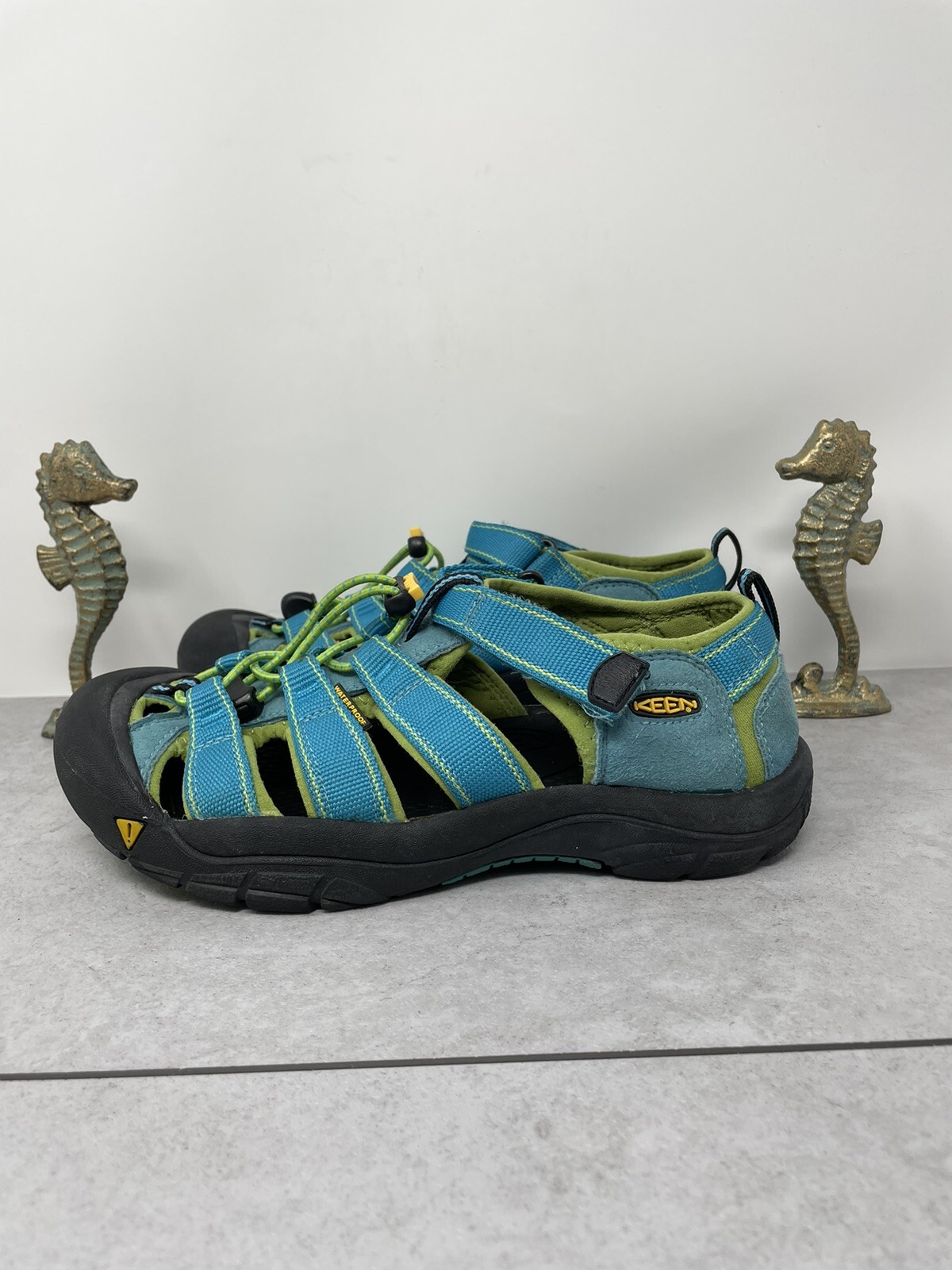 Sandali da uomo impermeabili da trekking blu verdi Keen Newport H2 taglia 6