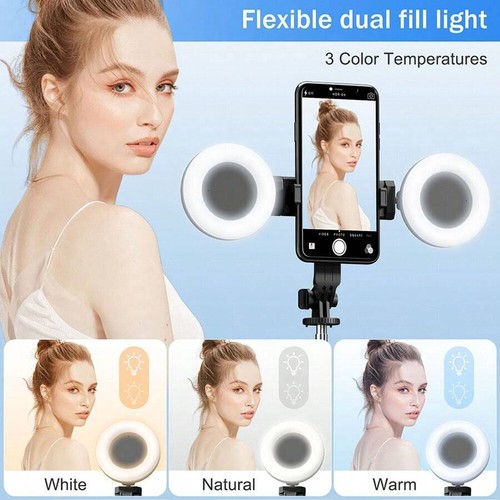Pink Selfie Stick Tripod W/ Dual Fill Lights Wireless Remote for Phone Streaming - 第 7/16 張圖片