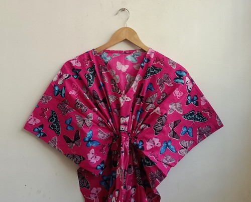 Indian Animal Bird Print Kaftan Sleepwear Beach Dress Night Gown Cover Up Caftan - Picture 50 of 100