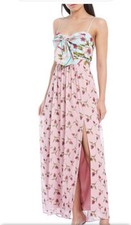  Belle Badgley Mischka Ollie Floral Sweetheart Neck Front Slit Maxi Dress 2