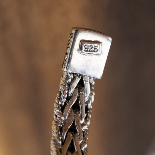 29g Handwerker Tribal geflochten geflochten 925 Sterling Silber Herren Armband Armreif Manschette - Bild 7 von 12