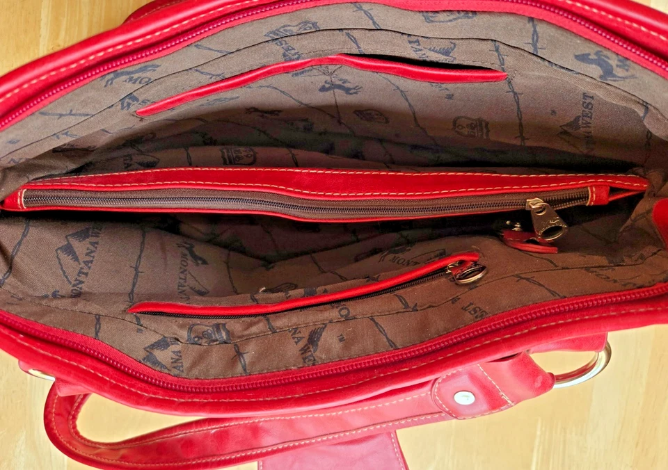 Montana West Grande Rojo Tachonado Western-Patterend Bolso de Hombro Bolso de Mano Cartera Foto 4 de 4