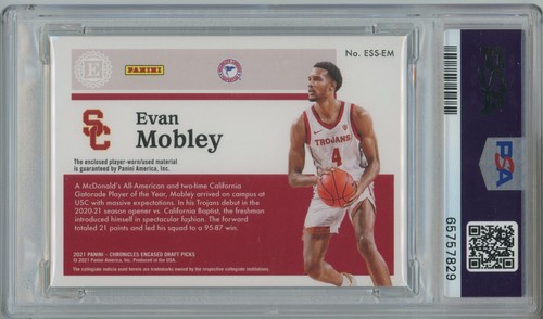 Evan Mobley PSA 10 2021 Panini Player Worn DP Encased Substantial Rookie RC /199 - Picture 3 of 3