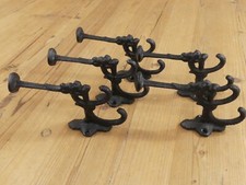 5 Coat Hooks Black Bath Hooks Large Victorian Hall Tree Wall Towel Cast Iron
