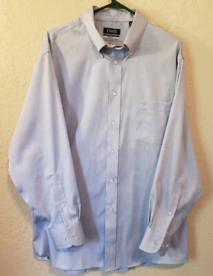 chaps no iron dress shirts Chaps Mens Blue Dress Shirt Long Sleeve No Iron Size 17.5x32/33