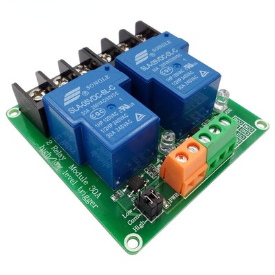 2 Channel DC 5V Relay Module 30A High and Low Level Trigger for Smart Home PLC