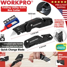 WORKPRO Folding Utility Knife Quick Change Blades Pocket Knife w/10 Extra Blades