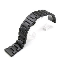 Black Ceramic Bracelet Wrist Watch Band Strap Butterfly Deployment Clasp 14 22mm
